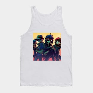 Virtual colourful band Gorilla illustration on yellow background Tank Top